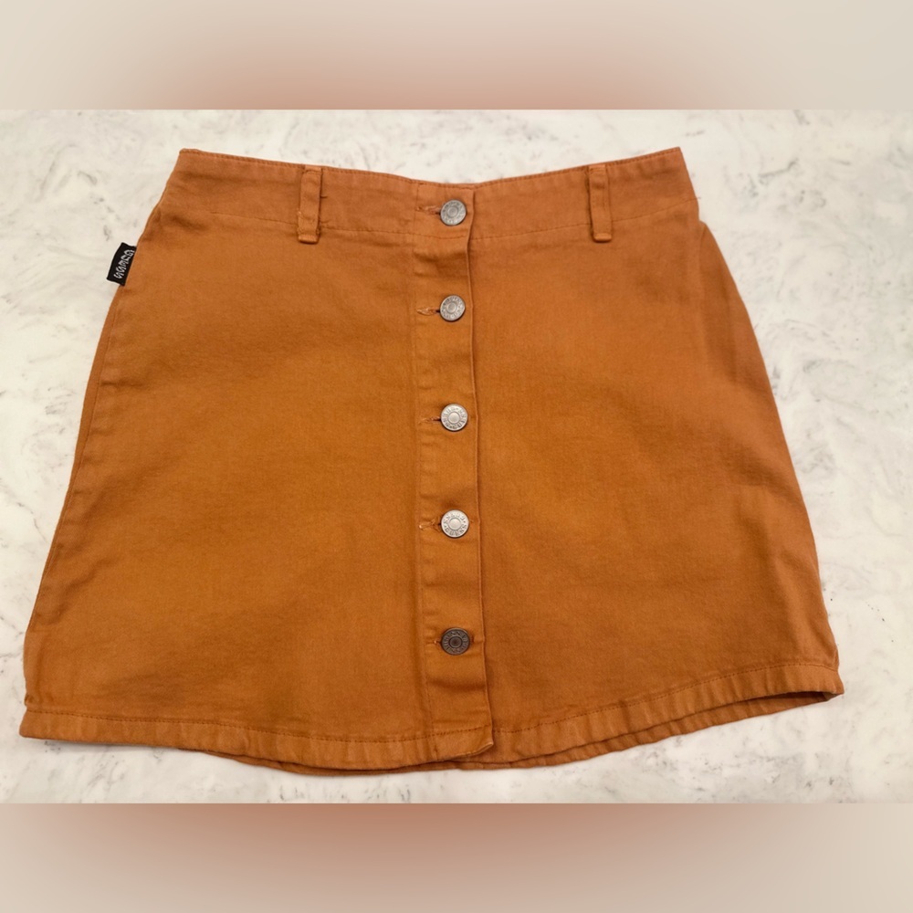 Vintage Guess USA Cotton Mini Skirt Juniors Sz 14 Orange Button Y2K Clueless‎